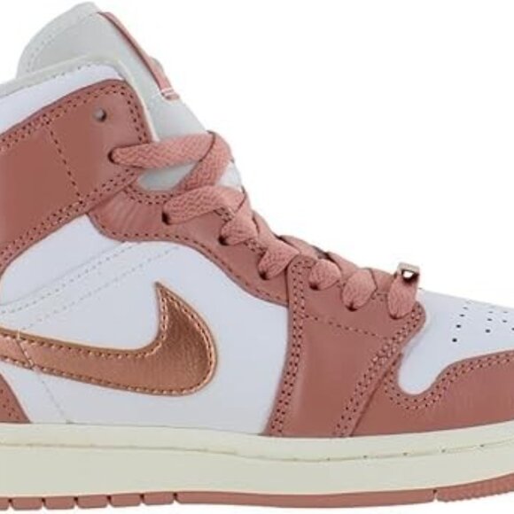 Jordan Womens Air 1 MID SE Sneakers Red Stardust/Metallic Copper - Picture 2 of 5